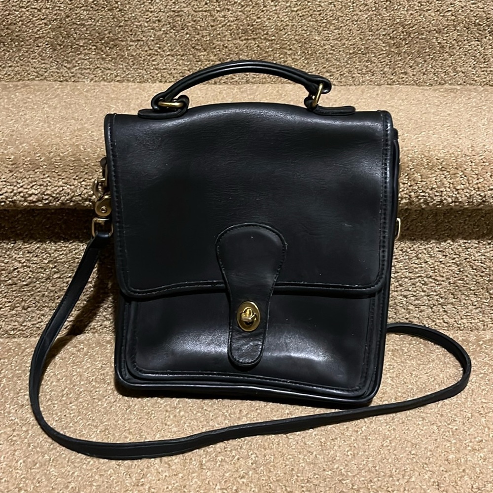 Coach black leather crossbody handbag